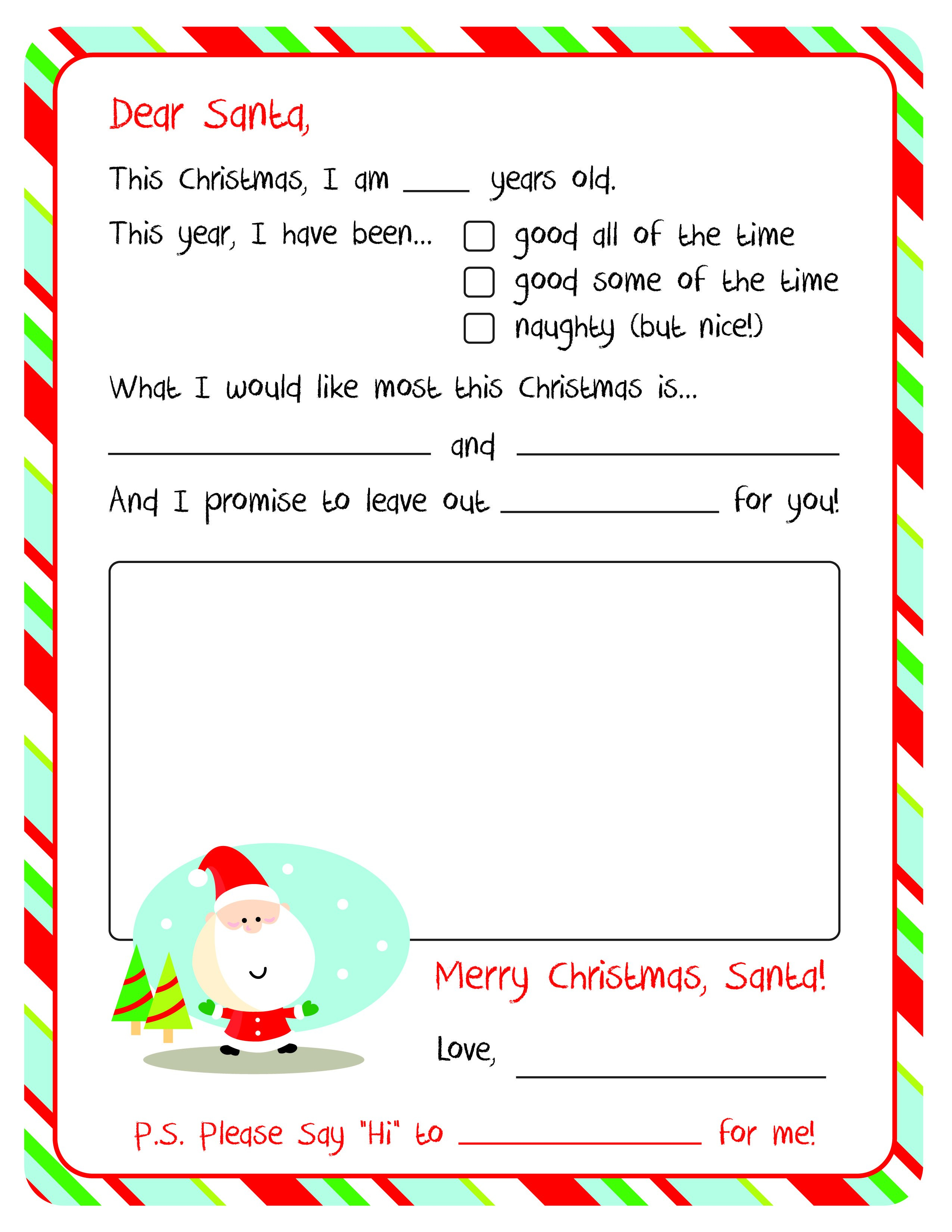 Letter To Santa – Free Printable  Christmas Ideas  Santa Template with regard to Dear Santa Template Kindergarten Letter