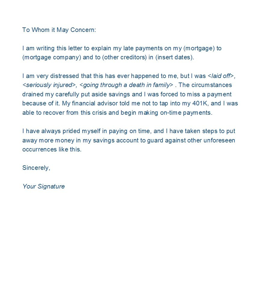 Letters Of Explanation Templates Mortgage Derogatory Credit for Letter Of Explanation Template