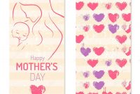 Mother' Day  Elegant Card Template With Contoured Mother An Child for Mother&#039;s Day Letter Template