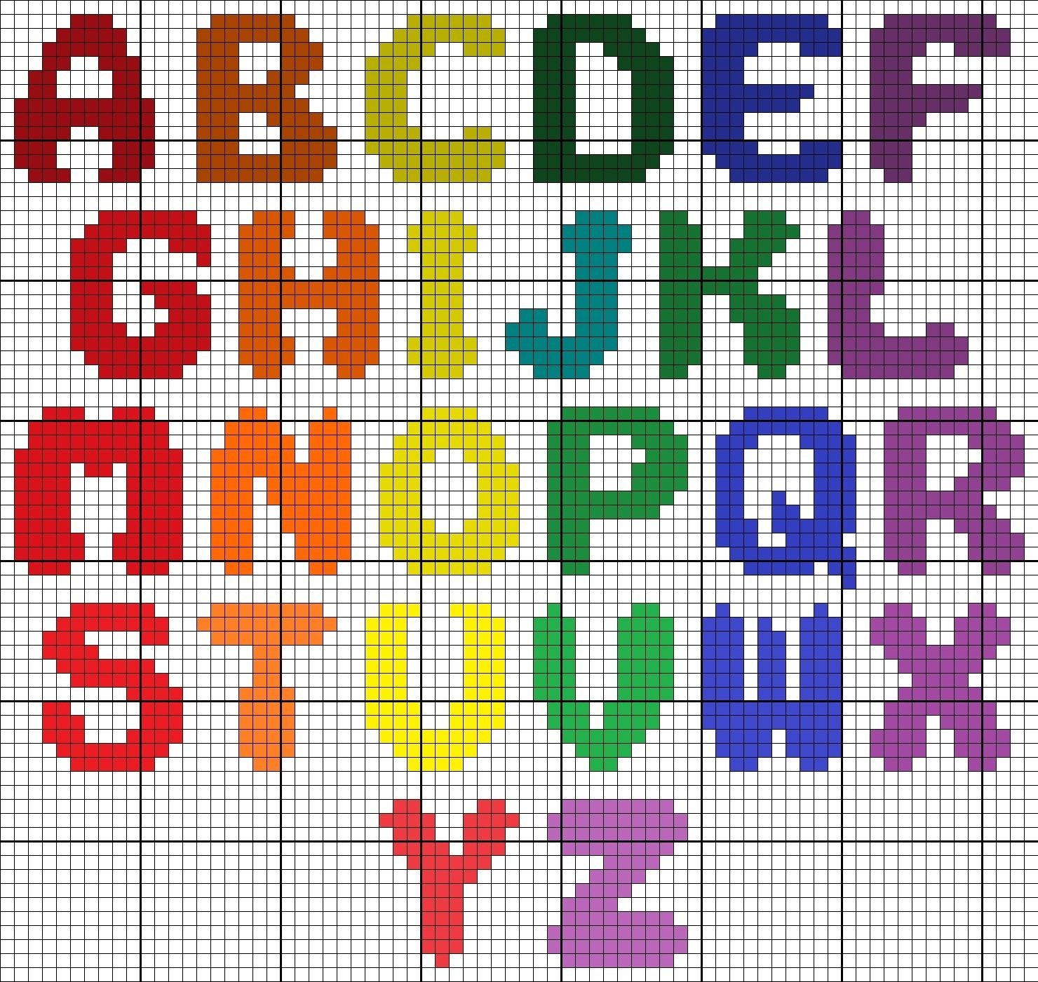 Pixel Hama Beads Pyssla Puntocroce Crossstitch Lettere with Hama Bead Letter Templates