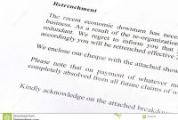 Retrenchment Letter Stock Image Image Of Retrenchment for Retrenchment Letter Template