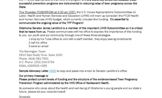 Sample Advocacy Letter  Prevent Teen Pregnancy inside Advocacy Letter Template