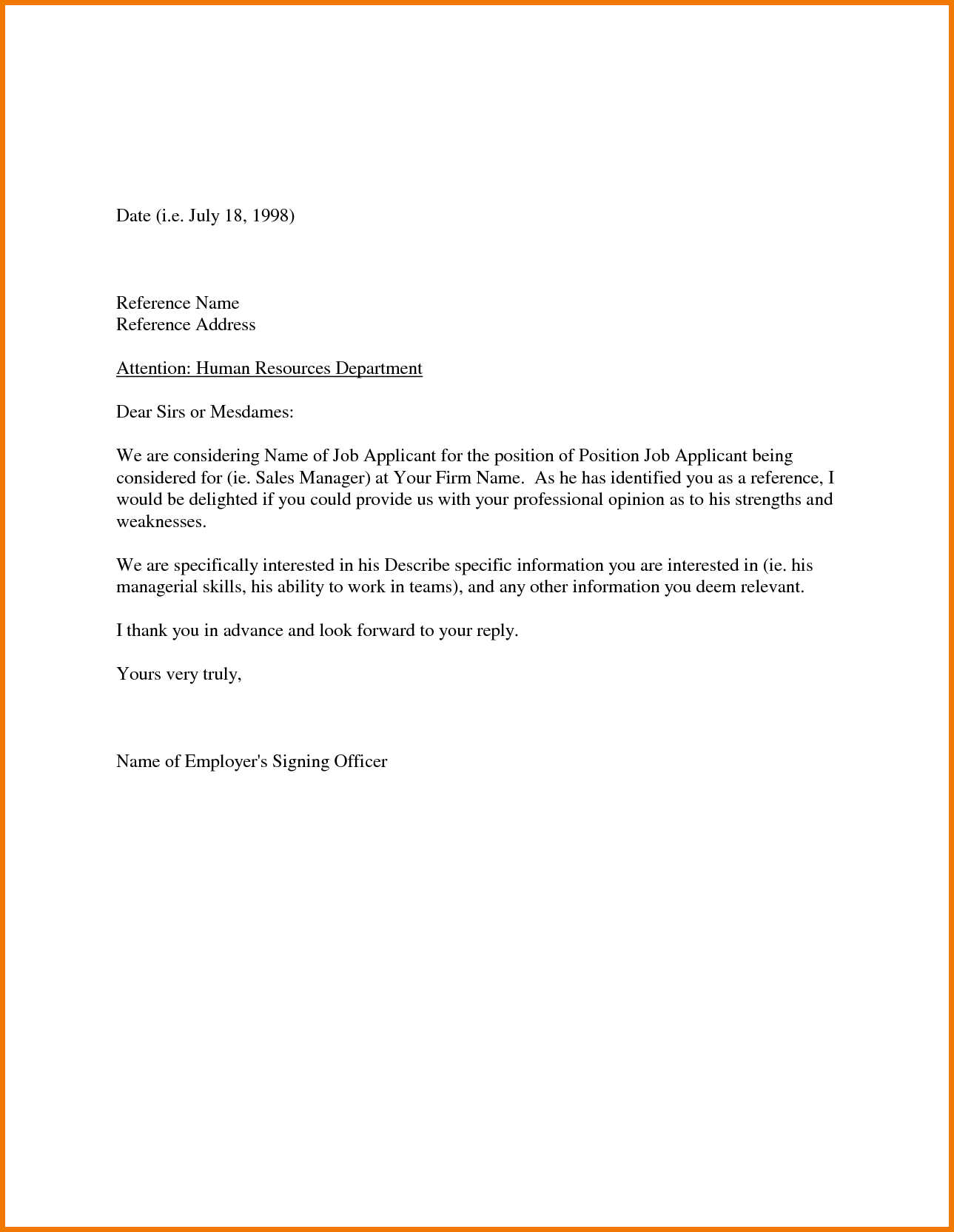Sample Recommendation Letter From Employer Appeal Letters Reference for Letter Of Reccomendation Template