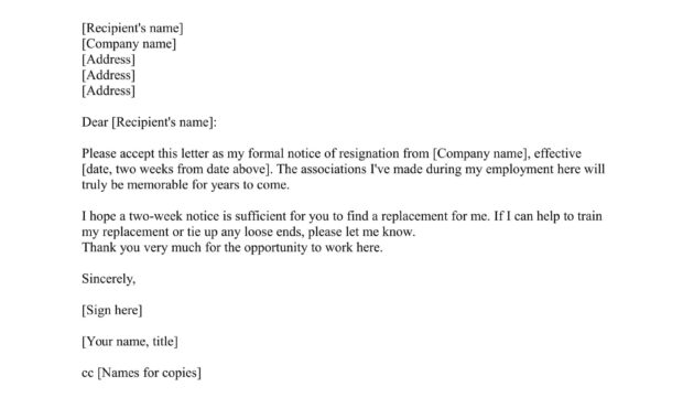 Standard Resignation Letter Examples  Pdf Word  Examples in Resignation Letter Template Pdf
