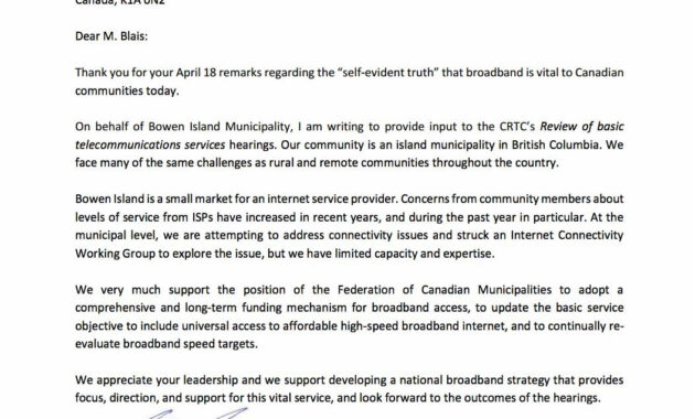 The State Of Broadband Internet In Bowen Island  Openmedia regarding Request Letter For Internet Connection Template