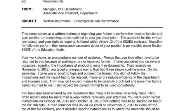 Verbal Warning Followup Letter Templates  Free Samples for Letter Of Reprimand Template