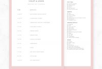 Wedding Timeline Ate Bridal Day Schedule Packing List Microsoft Word for Wedding Agenda Template