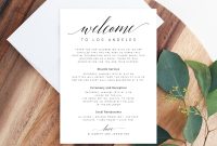 Welcome Letter Template Wedding Itinerary Card Welcome Bag Letter  Wedding Agenda Printable Hotel Welcome Note Templett W intended for Welcome Bag Letter Template
