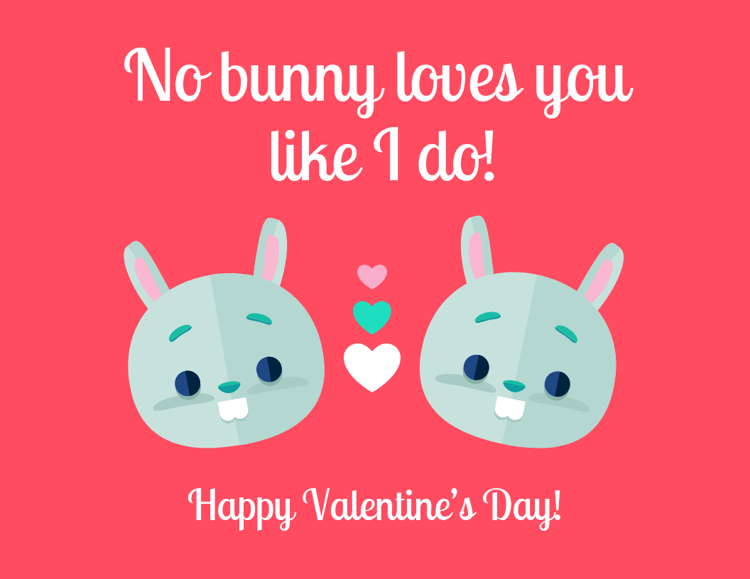 Bunny Valentine's Day Card Template intended for Valentine's Day Card Printable Templates