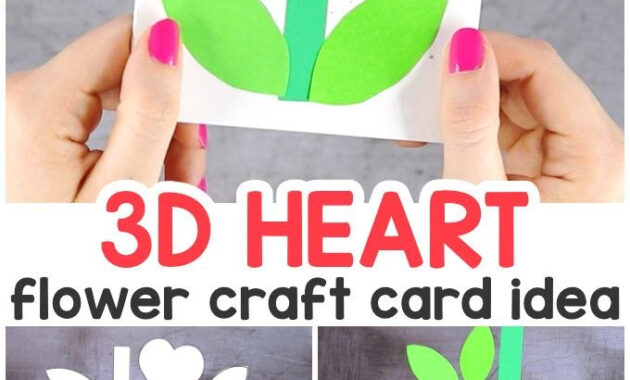 D Heart Flower Card With Flower Template  Valentines And with regard to Paper Heart Flower Craft With Template