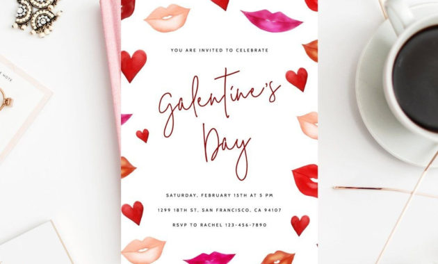 Galentine's Day Invite Template Printable Galentines Party throughout Valentine Party Invitation Template
