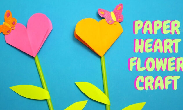 Paper Heart Flower Craft  Mothers Day Craft For Kids pertaining to Paper Heart Flower Craft With Template