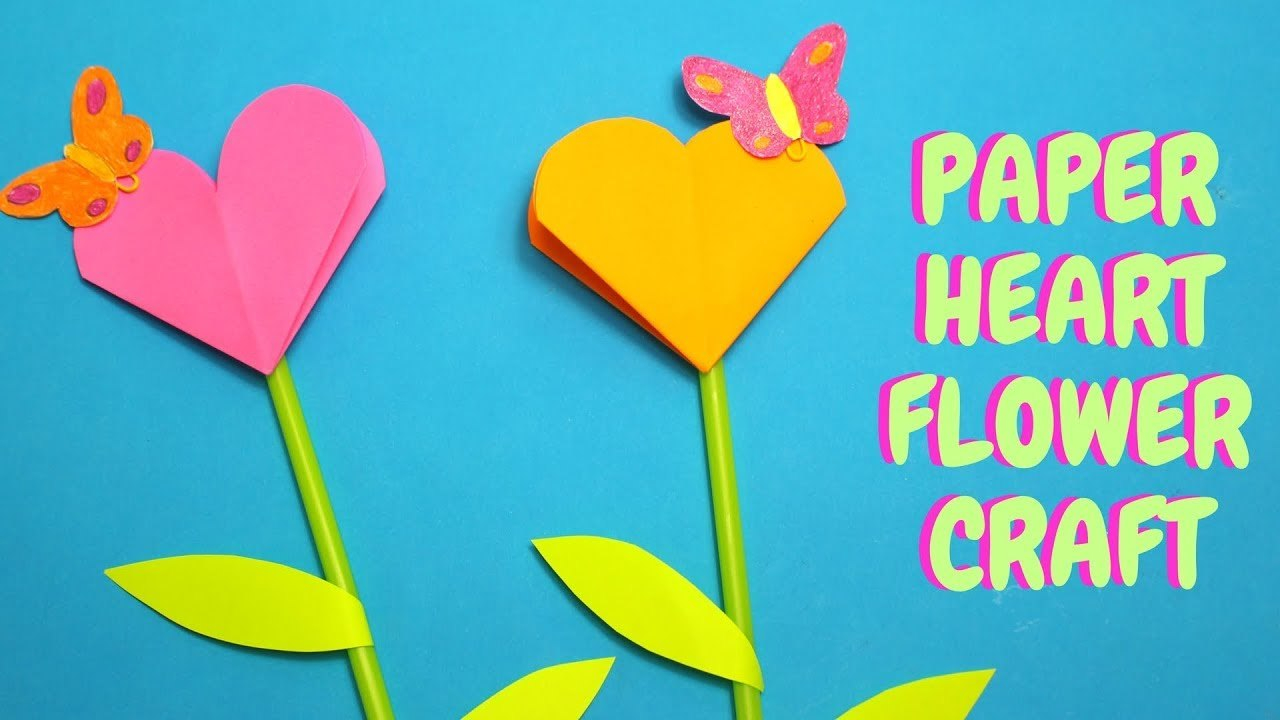 Paper Heart Flower Craft  Mothers Day Craft For Kids pertaining to Paper Heart Flower Craft With Template