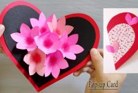 Paper Heart Flower Popup Card Paper Craftshandmade Craft Valentine  Popup Card with Paper Heart Flower Craft With Template